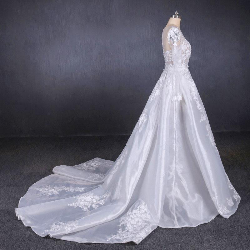 Gorgeous Long Sleeves Sweetheart Wedding Dress, Whit Bridal Dresses with Applique UQ2291