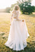 Romantic Two Piece Long Sleeves Wedding Dress with Lace, A Line Ivory Chiffon Bridal Dress UQ2398