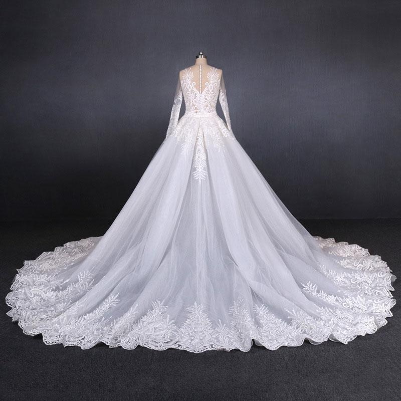 Gorgeous Long Sleeves Long Wedding Dresses, V Neck Long Bridal Dresses UQ2288