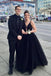 Fashion Spaghetti Straps Black Prom Dresses Floor Length Evening Party Dresses N2478