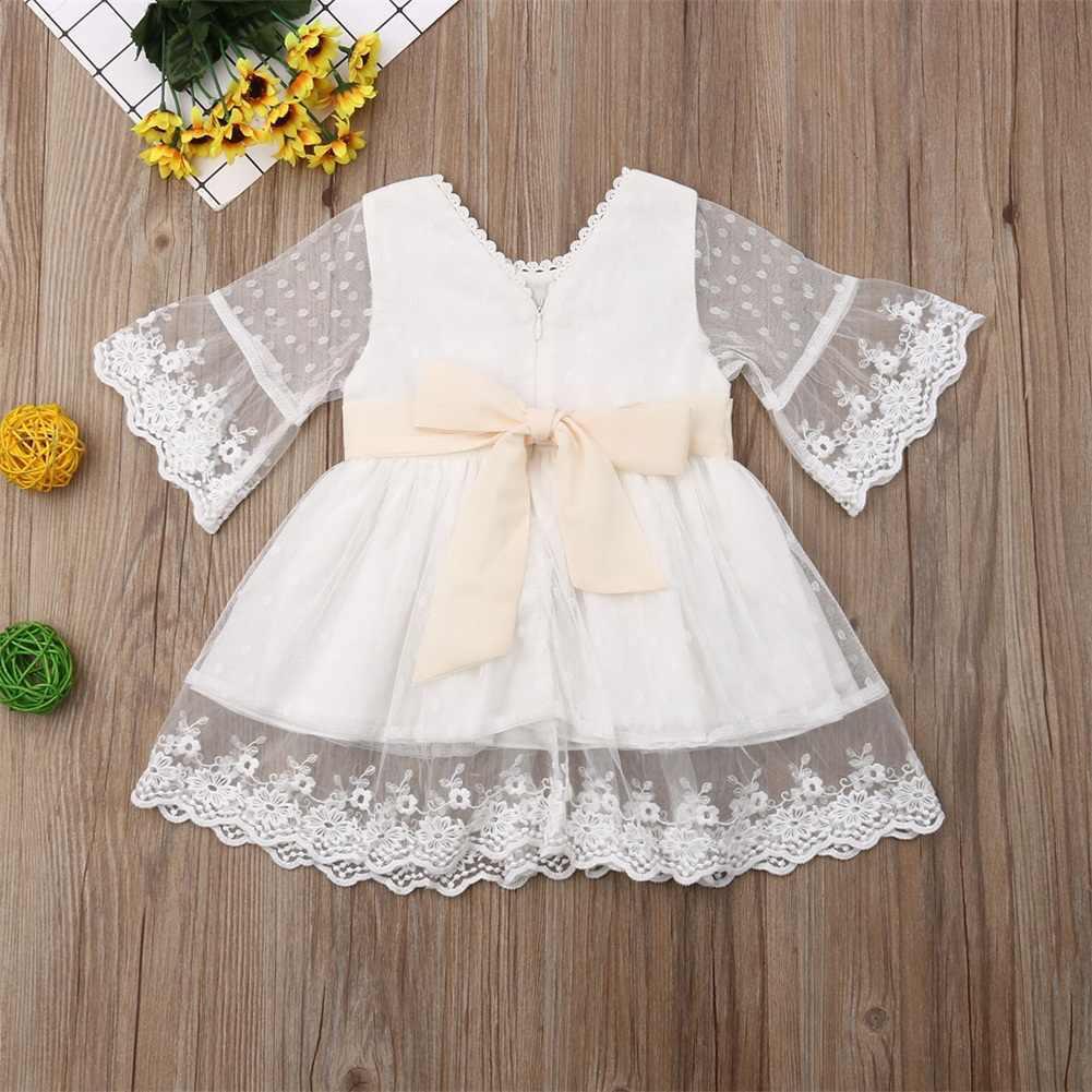 A Line 3/4 Sleeve Lace Flower Girl Dresses Above Knee Baby Dress with cherishgirls A Line 3/4 Sleeve Lace Flower Girl Dresses Above Knee Baby Dress with cherishgirls
