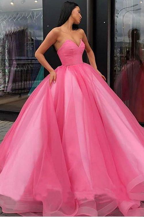 Ball Gown Sweetheart Prom Dress, Princess Floor Length Tulle Quinceanera Dresses N2260