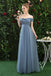 Cheap Off Shoulder Tulle Long Prom Dress with Short Sleeves,  Simple Bridesmaid Dresses UQ2322