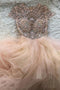 Floor Length Round Neck Tulle Prom Dress with Beading, Short Sleeves Long Evening Dress UQ2205