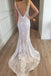 Sexy Mermaid Lace Beach Wedding Dress, Boho Backless Long Wedding Gown UQ2595