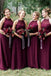 Floor Length Sleeveless Chiffon Bridesmaid Dresses, A Line Red Long Bridesmaid Dresses N2462