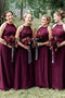Floor Length Sleeveless Chiffon Bridesmaid Dresses, A Line Red Long Bridesmaid Dresses UQ2462