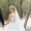 Chic Sleeveless Long Wedding Dress with Lace Appliques, Long Train Beach Wedding Dress UQ2550