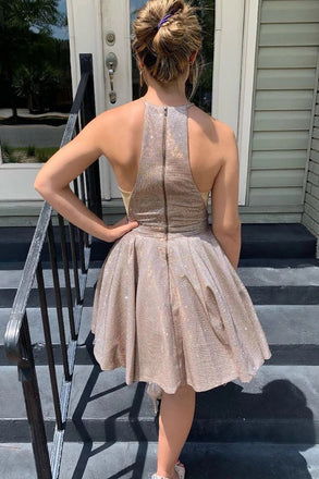 Sparkly Sleeveless Short Homecoming Dress, Shiny A Line Cute Short Prom Dresses UQ2125