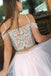 Two Piece Off the Shoulder Tulle Short Homecoming Dress, Charming Prom Dress with Beads UQ2108