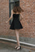 Spaghetti Strap Black Mini Homecoming Dress, Simple Little Graduation Dresses UQ1965
