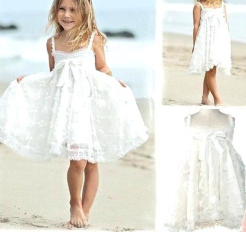 Straps Lace Flower Girl Dress, Cute Knee Length Lace Flower Girl Dresses UF074