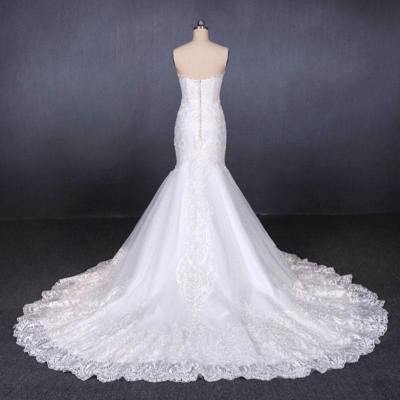 Mermaid Sweetheart Long Lace Bridal Dresses, Strapless Mermaid Lace Wedding Dress UQ2285