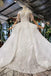 Ball Gown Half Sleeves Lace Bridal Dress with Sequins, Sheer Neck Long Wedding Dress N1970