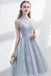 A Line Short Sleeves Tulle Homecoming Dress with Lace, Cute Short Prom Dress with Lace UQ1908