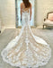 Ivory Satin Gorgeous Lace Spaghetti Strap Vintage Mermaid Wedding Dresses UQ1777