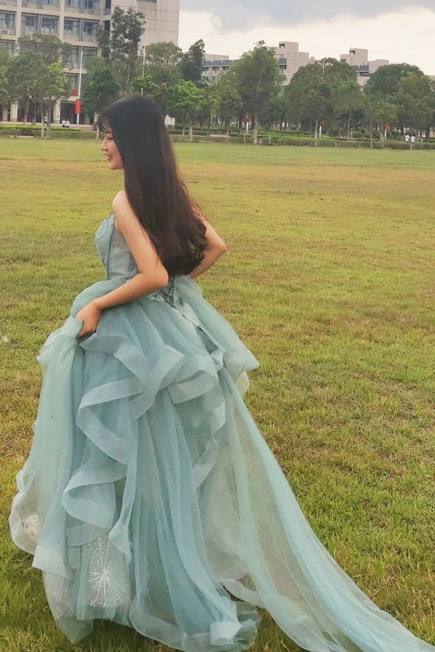 New Arrival A Line Spaghetti Straps Tulle Long Formal Prom Dress, Charming Evening Party Dress CHP0052