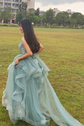 New Arrival A Line Spaghetti Straps Tulle Long Formal Prom Dress, Charming Evening Party Dress CHP0052