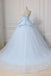 Light Blue Sweetheart Ball Gown Beading Tulle Prom Dress, Sweep Train Quinceanera Dress UQ2540