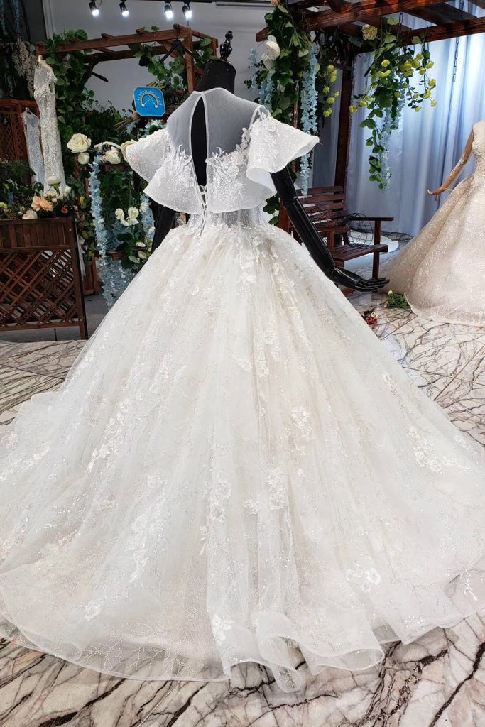 Gorgeous Ball Gown Big Wedding Dresses, Princess Bridal Dress with Sle – cherishgirls Gorgeous Ball Gown Big Wedding Dresses, Princess Bridal Dress with Sle – cherishgirls