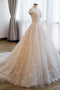 Ball Gown Off the Shoulder Lace Appliqued Wedding Dresses, Ivory Bridal Dresses UQ2586