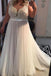 A Line Sleeveless Tulle Plus Size Prom Dress with Lace, Brush Train Tulle Plus Size Dresses UQ2219