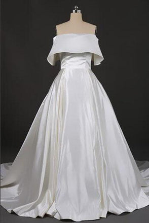 Gorgeous Strapless Ball Gown Long Wedding Dresses, Off the Shoulder Bridal Dresses N2289