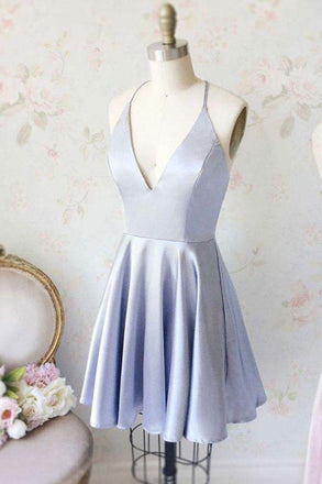 Simple Lavender Short Homecoming Dresses, Cheap V Neck Ruched Graduation Dress N1839
