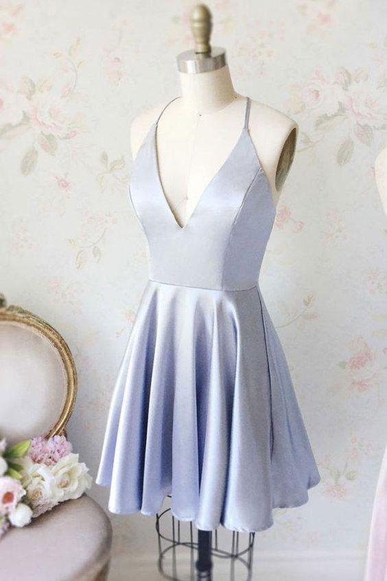 Simple Lavender Short Homecoming Dresses, Cheap V Neck Ruched Graduati cherishgirls Simple Lavender Short Homecoming Dresses, Cheap V Neck Ruched Graduati cherishgirls