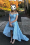 A Line High Low Lace Homecoming Dress, Beautiful Off the Shoulder Prom Dresses UQ1894