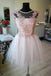 A Line Short Tulle Homecoming Dress with Lace Appliuques, Cute Graduation Dress N2210