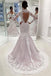 Vintage Long Sleeves Mermaid Wedding Dresses, Long Open Back Bridal Dresses N1794