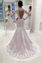 Vintage Long Sleeves Mermaid Wedding Dresses, Long Open Back Bridal Dresses UQ1794