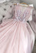 Floor Length Long Sheer Sleeves V Neck Prom Dress with Lace Appliques UQ2456