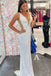Sparkly White Sequin Deep V Neck Sleeveless Mermaid Prom Evening Gown,Long Prom Dress CHP0127
