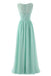 Mint Green V Neck Long Bridesmaid Dress with Lace, Simple Pleated Long Bridesmaid Dress UQ1855