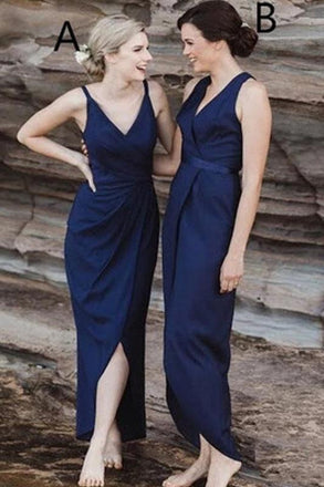 Simple Navy Blue Cheap Long Bridesmaid Dresses, Charming Hot Selling Prom Dresses N2369