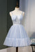 Spaghetti Strap Tulle Short Sweet 16 Dresses, A Line Sleeveless Homecoming Dress with Beads N1974