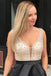 Red V Neck Sleeveless Homecoming Dress, Beading Backless Satin Short Prom Dresses UQ1952