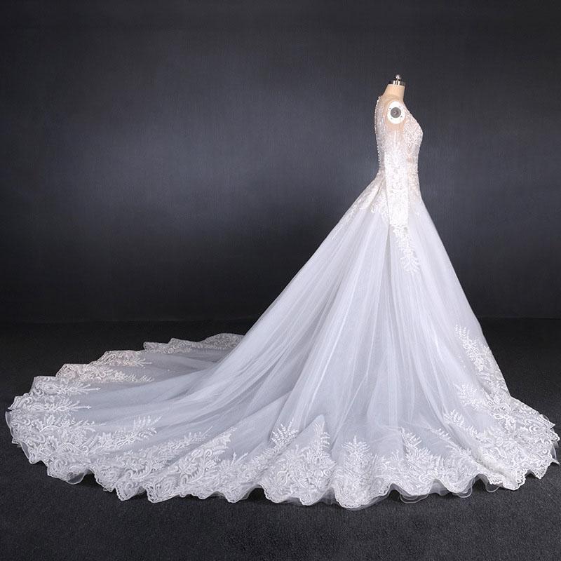 Gorgeous Long Sleeves Long Wedding Dresses, V Neck Long Bridal Dresses UQ2288