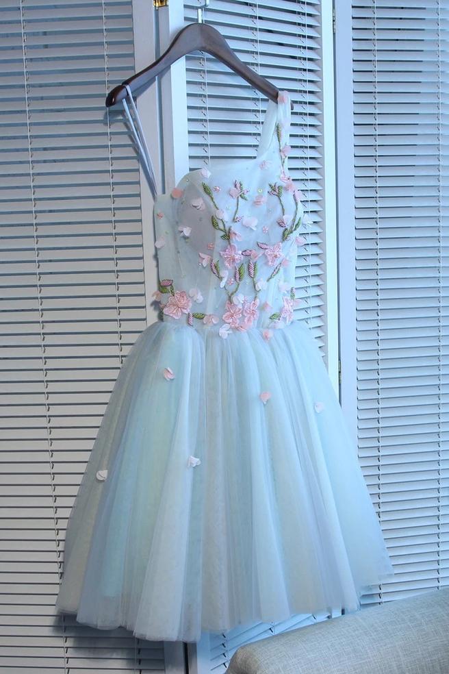 A Line One Shoulder Juniors Tulle Homecoming Dresses, Cute Graduation cherishgirls A Line One Shoulder Juniors Tulle Homecoming Dresses, Cute Graduation cherishgirls