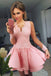 Unique Long Sleeves Short Homecoming Dress with Lace Appliques, Mini Prom Dress N1753