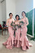 New Style Off the Shoulder Long Sleeve Memaid Bridesmaid Dress with Ruffles UQ1816