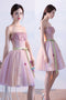 Pink Sweetheart Tulle Homecoming Dress with Ribbon, Short Prom Dress with Beads UQ1728