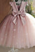 Pink Ball Gown Cap Sleeves Tulle Flower Girl Dress, Floor Length Children Dress UQF0002