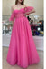 Hot Pink Off The Shoulder Sweetheart Tulle Prom Dress, Gorgeous Formal Gown CHP0128