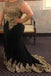 Black Mermaid Sleeveless Plus Size Prom Dress with Lace Appliques, Plus Size Dress UQ2217