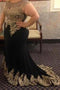 Black Mermaid Sleeveless Plus Size Prom Dress with Lace Appliques, Plus Size Dress UQ2217