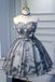 Princess Strapless Short Homecoming Dress with Flowers, Appliques Puffy Cocktail Dress N1975