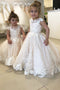 Ball Gown Cap Sleeves Appliqued Ivory Flower Girl Dress, Puffy Cute Flower Girl Dress UF070
